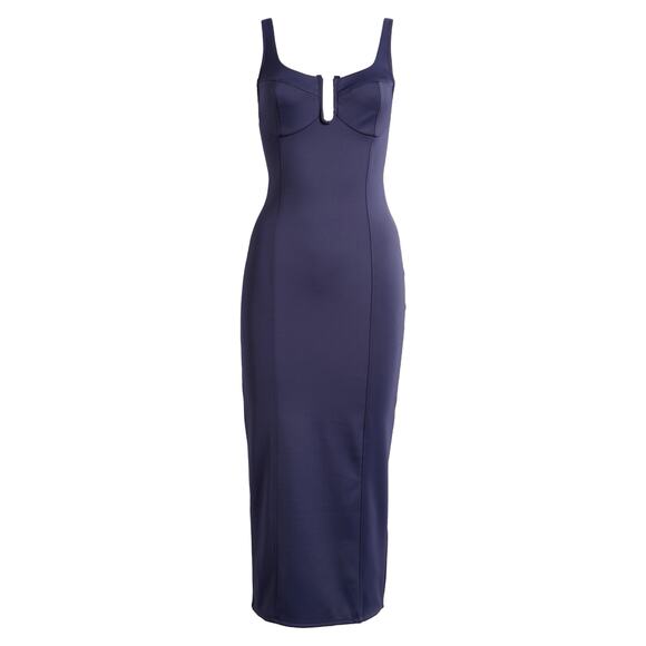 Good American Corset Scuba Midi Dress in Blue Rinse Size 4 ( XL ) - Picture 4 of 9